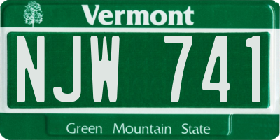 VT license plate NJW741