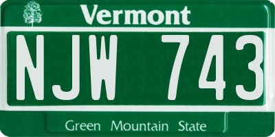 VT license plate NJW743