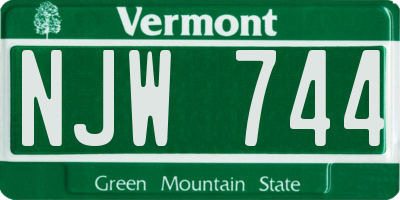 VT license plate NJW744