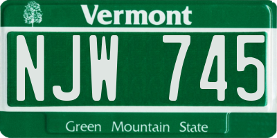 VT license plate NJW745