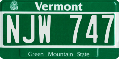 VT license plate NJW747