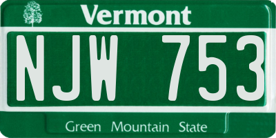VT license plate NJW753