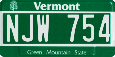 VT license plate NJW754