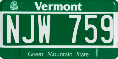 VT license plate NJW759