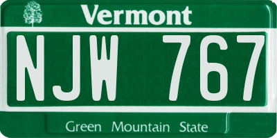 VT license plate NJW767