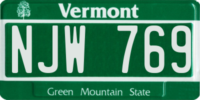 VT license plate NJW769