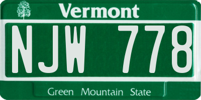 VT license plate NJW778