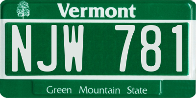 VT license plate NJW781