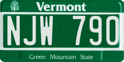 VT license plate NJW790
