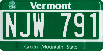 VT license plate NJW791