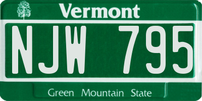 VT license plate NJW795