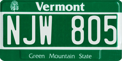 VT license plate NJW805