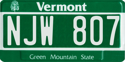 VT license plate NJW807