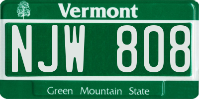 VT license plate NJW808