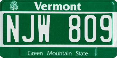VT license plate NJW809