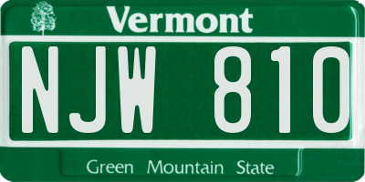 VT license plate NJW810