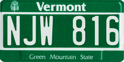 VT license plate NJW816