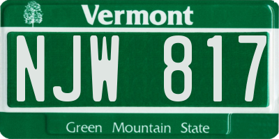 VT license plate NJW817