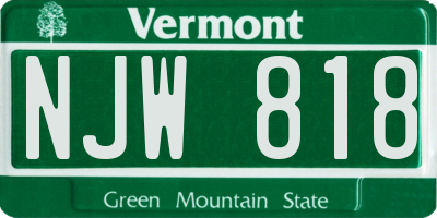 VT license plate NJW818