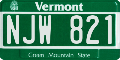 VT license plate NJW821