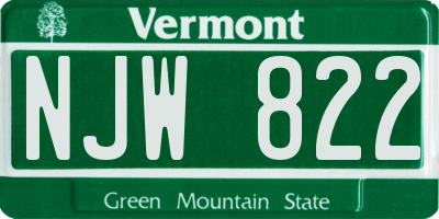 VT license plate NJW822