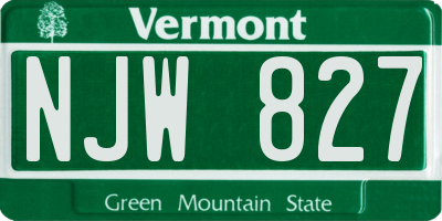 VT license plate NJW827