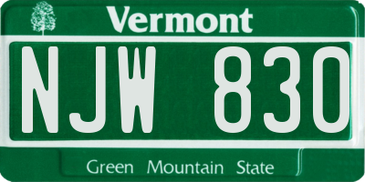 VT license plate NJW830