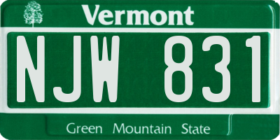 VT license plate NJW831