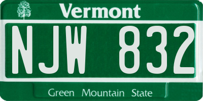 VT license plate NJW832