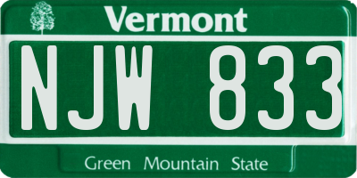 VT license plate NJW833
