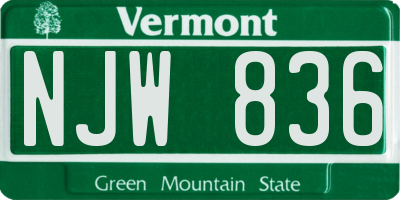 VT license plate NJW836