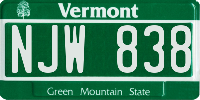 VT license plate NJW838