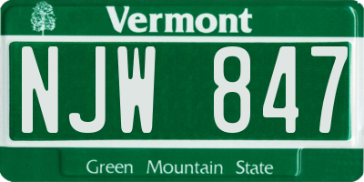VT license plate NJW847