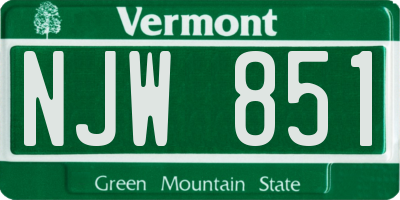 VT license plate NJW851