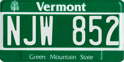 VT license plate NJW852