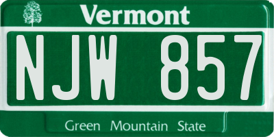 VT license plate NJW857