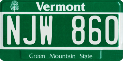 VT license plate NJW860