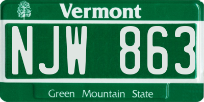 VT license plate NJW863