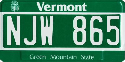 VT license plate NJW865