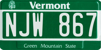 VT license plate NJW867