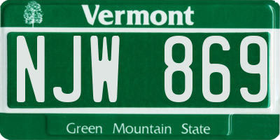 VT license plate NJW869