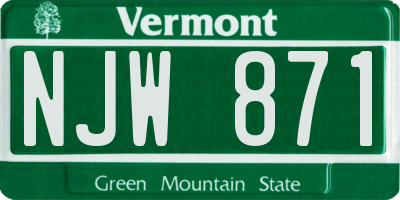VT license plate NJW871