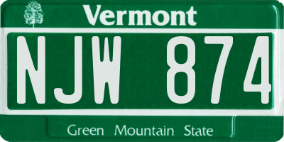 VT license plate NJW874