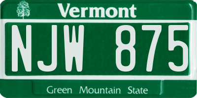 VT license plate NJW875