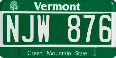 VT license plate NJW876