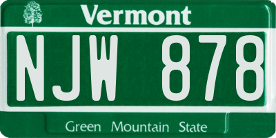 VT license plate NJW878