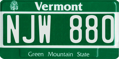 VT license plate NJW880