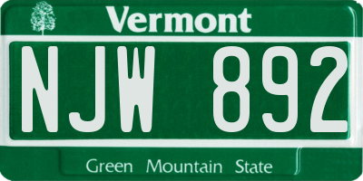 VT license plate NJW892
