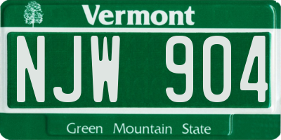 VT license plate NJW904