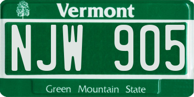 VT license plate NJW905